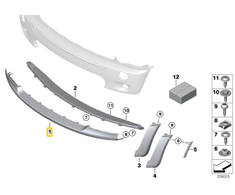 BMW MINI R52 R53 Priekinio bamperio apatinis spoileris originalus 51117130315