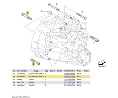 BMW MINI R55 R56 R57 R58 R59 Pavarų dėžės tvirtinimo varžtas M10X60 24007810609 Originalus