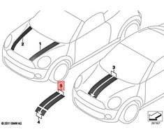 BMW MINI R56 komplektas apdailos juostelės variklio skyriaus dangtelis Originalus 51147310530