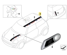 Bmw Mini R56 Lci 2009 2013 Galvos Skydelio Lipdukas Kairysis Originalus 51147332911