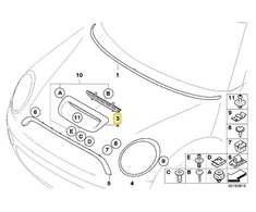 BMW MINI R55 variklio dangčio oro įsiurbimo juoda grotelė Originali 51232752275