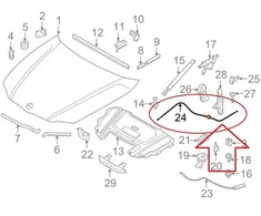 BMW NAUJAS ORIGINALUS E87 E90 E91 BOWDEN GALINĖS DALIES VARIKLIO DANGČIO ATLEIDIMO TROSAS 7060529