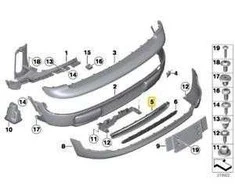 BMW Naujas originalus MINI Clubman R55 LCI rėmo apdaila grotelių galiniam bamperiu 7260569 OEM