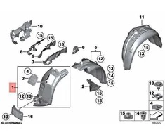 BMW OEM 13-15 X1-Priekinis sparnas apatinis skydas dešinė 51712990820