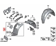 BMW OEM 13-15 X1-Priekinis sparnas apatinis skydas dešinė 51712990820