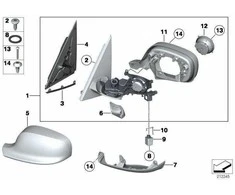 BMW originalus durų veidrodėlio dangtelis priekyje dešinėje viršuje 51162997538
