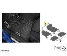 BMW Originalūs Priekiniai Grindų Kilimėliai Visiems Orams RHD Interjeras Tinka G42 G87 51475A3E485