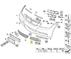 BMW Originalus Priekinis Bamperio Rūko Žibinto Grotelės Kairė tinka 3 Serijai E90 E91 M Sport 05-08