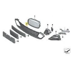 BMW Priekinis Bamperio Grotelė F45 F46 2017 2019 Originalus 51118073909