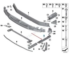 BMW Priekinis Bumperio Apatinis Kairysis Adapteris F45 F46 F48 F54 F60 Originalus 51117301603