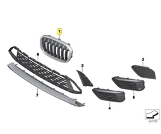BMW Priekinis Dešinysis Grillis X1 F48 2014 2019 Originalus 51117383364