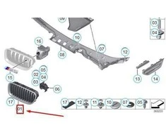 BMW Priekinis Kairysis Grillis 5 F10 51138054497 Originalus 51138054497