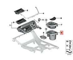 BMW Puodelio Laikiklis Centrine Konsolė Viduryje 5 F10 F11 Originalus 51169277269