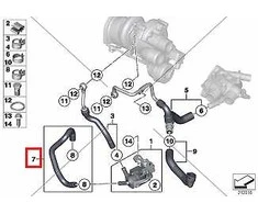 BMW R55 R55N R56 R56N R57 turbokompresoriaus aušinimo skysčio žarna Originali 11537565432