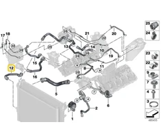 BMW Radiatorio Šlaunis G30 G11 G12 G14 G15 Originalus 17128602677