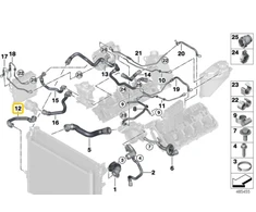 BMW Radiatorio Šlaunis G30 G11 G12 G14 G15 Originalus 17128602677