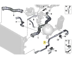 BMW Radiatorio Šlaunis G30 G31 G32 G11 G12 G14 G15 Originalus 17128573220