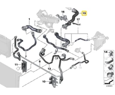 BMW Šilumnešio Vamzdis 5 F10 F11 F07 GT Originalus 17128513603