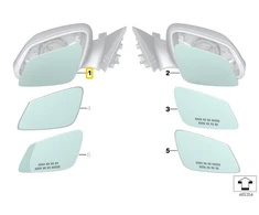 BMW Veidrodis Kaitinamas Platų Kampas Kairys F20 F21 F30 Originalus 51167405761