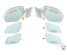 BMW Veidrodis Kaitinamas Platų Kampas Kairys F20 F21 F30 Originalus 51167405761
