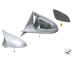 BMW Veidrodžio Stiklas Šildomas Plataus Kampo Dešinysis F30 F80 M3 Originalus 51168059566