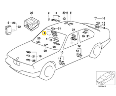 BMW Vidinio Šviesos Ir Skaitymo Šviesos 7 E32 8 E31 Originalus 63311379412