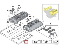 BMW vožtuvo dangtelio tarpiklių rinkinys 11128636547 Originalus