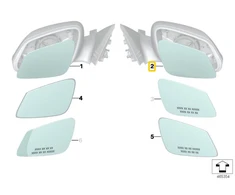 BMW X1 E84 Z4 G29 Veidrodis Stiklas Šildomas Plačiakampis Dešinysis Originalus 51167302014