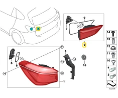 BMW X1 F48 Galinis žibintas bagažinės dangtyje, dešinysis originalus 63217350696
