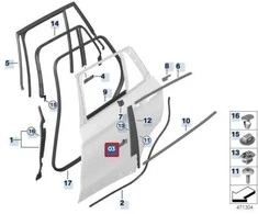 BMW X1 F48 Kairiųjų Galinių Durų B Stulpelio Apdailos Sandariklis Originalus 51357366157