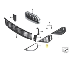 BMW X2 F39 Dešinysis Priekinis Bumperio Tinklas Originalus 51118069098