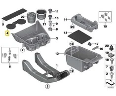 Bmw X3 F25 06 2009 08 2017 Gumos įdėklas Taurės laikiklis Originalus 51169200879