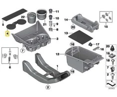 Bmw X3 F25 06 2009 08 2017 Gumos įdėklas Taurės laikiklis Originalus 51169200879