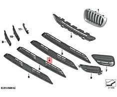 BMW Priekinis Centrinis Apatinis Dalinai Uždarytas Groteles X4 F26 51117338490