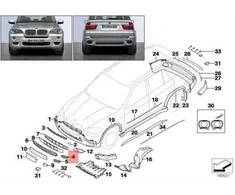 BMW X5 E70 Atviras Tinklelis Desine Originalus 51118038268