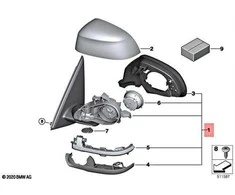 BMW X5 F15 Išorinis Veidrodis Be Stiklo Su Šildomu Dešiniuoju Stiklu Originalus 51167477892