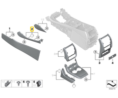 Bmw X5 G05 09 2017 12 2019 Dekoratyvinis Aplankas Vidinio Centro Konsolės Kailinis Kairysis Originalus 51166996427