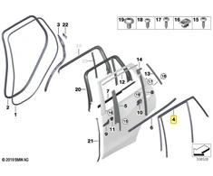 BMW X5 G05 Dešinės Galinės Durys Langų Vadike Originalus 51357428690