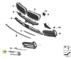 Bmw X6 F16 09 2013 07 2018 Dešinės Pusės Grillio Priedas Originalus 51117319790