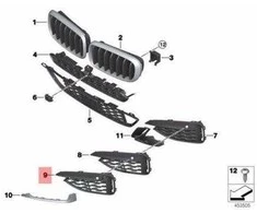BMW X6 F16 M50dX 2013-2019 Dešinės Pusės Uždarytas Grillis Originalus 51118069326
