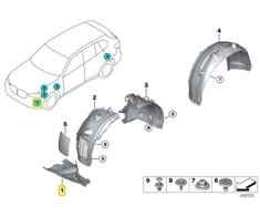 BMW X7 G07 Kairysis Apatinis Ratai Dėžės Gaubtas Originalus 51757453929