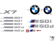 BMW X7 G07 M emblema originali 51148094000 8094000
