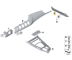 Bmw Z4 E89 Kairio Slenkstės Rankena Alu Linear Brushed Originalus 51419167023