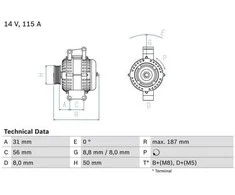 BOSCH generatoriaus 0986043660 022903119C