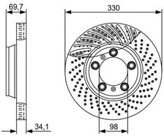 Bosch Stabdžių Diskas Porsche 911 996 997 Carrera 4S Turbo S 3.6 3.8 99635211100 99635211101