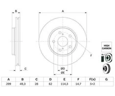 Bosch Stabdžių Diskas Toyota C-HR Corolla 1.2 1.8 2.0 04465-0E030 04465-0E031