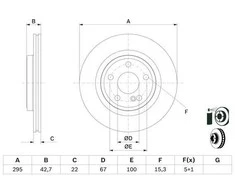 Bosch Stabdžių Diskas Mercedes-Benz A220 A250 Cla200 Cla220 Cla250 0044205023 0044205024
