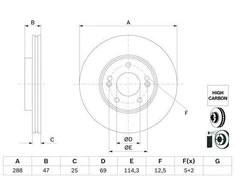 Bosch Stabdžių Diskas Hyundai i10 i30 1.0 1.4 1.6 CRDi 28211-2E000 28211-2E100