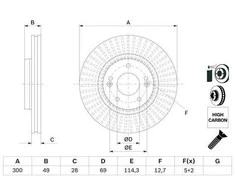 Bosch Stabdžių diskas Kia Sorento II XM 2.4 CVVT 3.5 3.5 4WD 51317 51318 51319