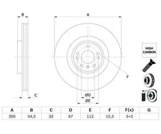 Bosch Stabdžių Diskas Mercedes Benz ML GL GLE GLS 350 400 4Matic 1644200113 1644200213